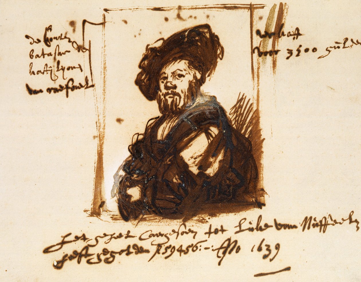 Baldassarre Castiglione, esboço do retrato de Rembrandt Harmensz. van Rijn