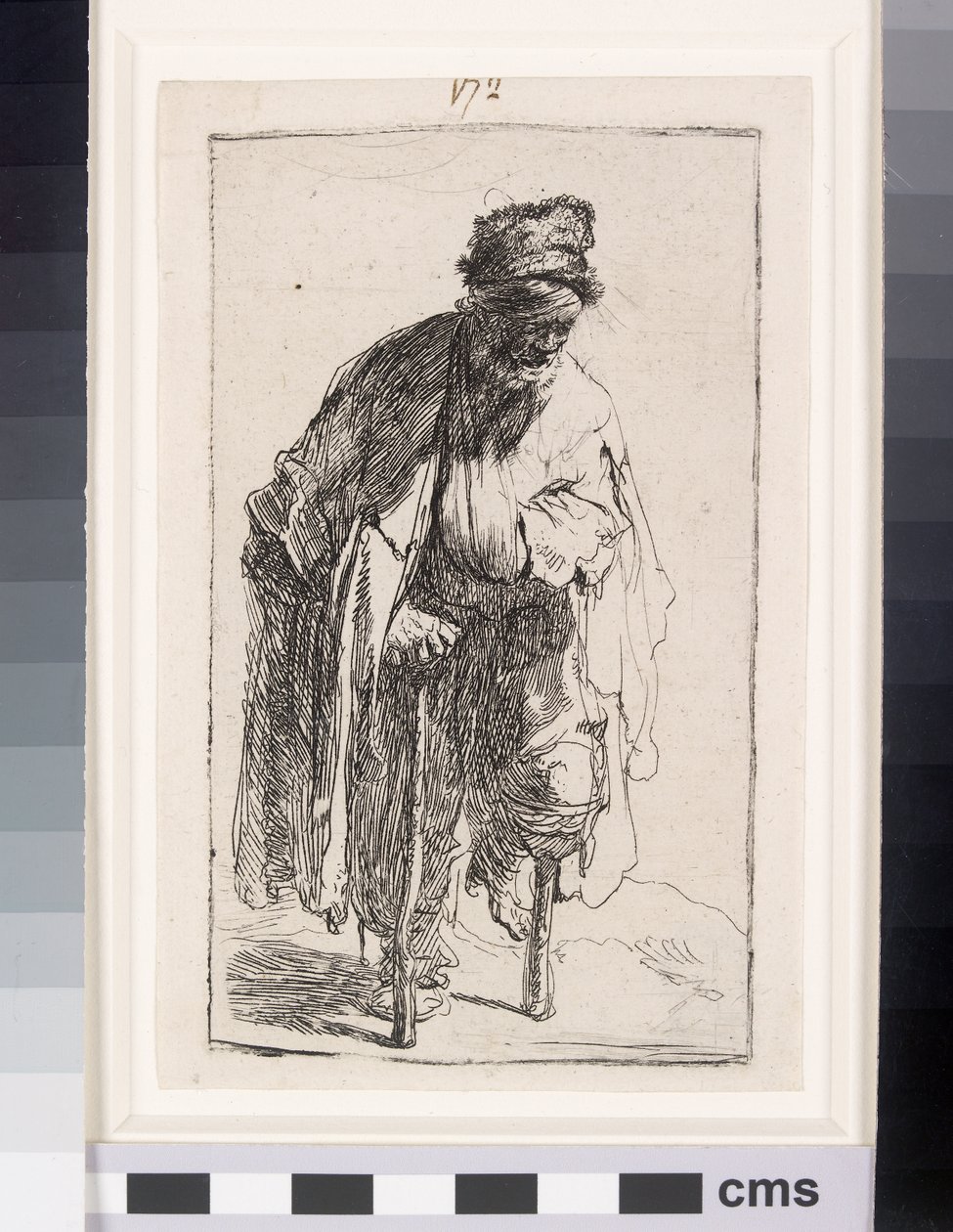 Mendigo com perna de pau, c.1630 (gravura) de Rembrandt van Rijn