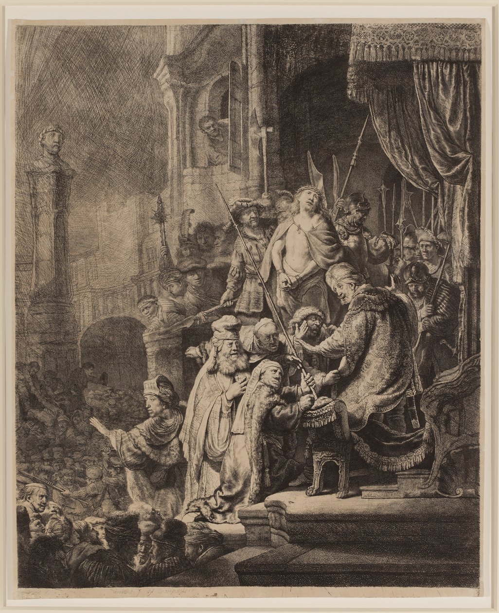 Cristo antes de Pilatos: Prato Grande de Rembrandt van Rijn