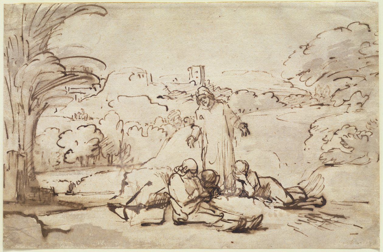Cristo encontrando os apóstolos adormecidos, c.1654 de Rembrandt van Rijn