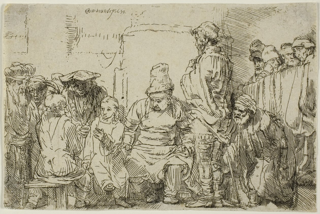 Christ Seated Disputing com os Médicos de Rembrandt Harmensz. van Rijn