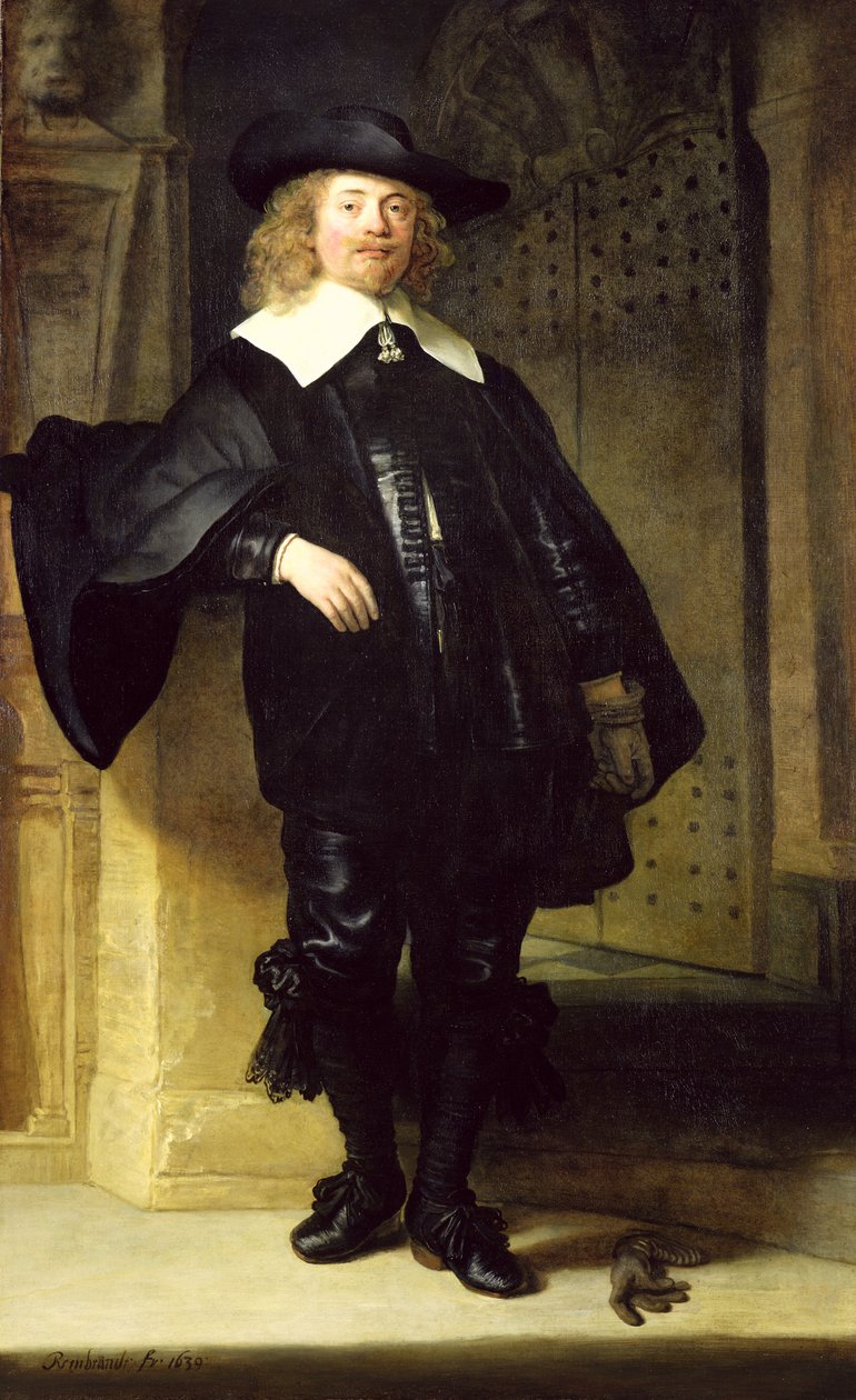 Retrato de corpo inteiro de um homem em pé de Rembrandt van Rijn