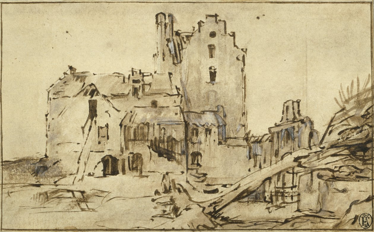 Castelo caro em decadência, 1652-57 de Rembrandt van Rijn