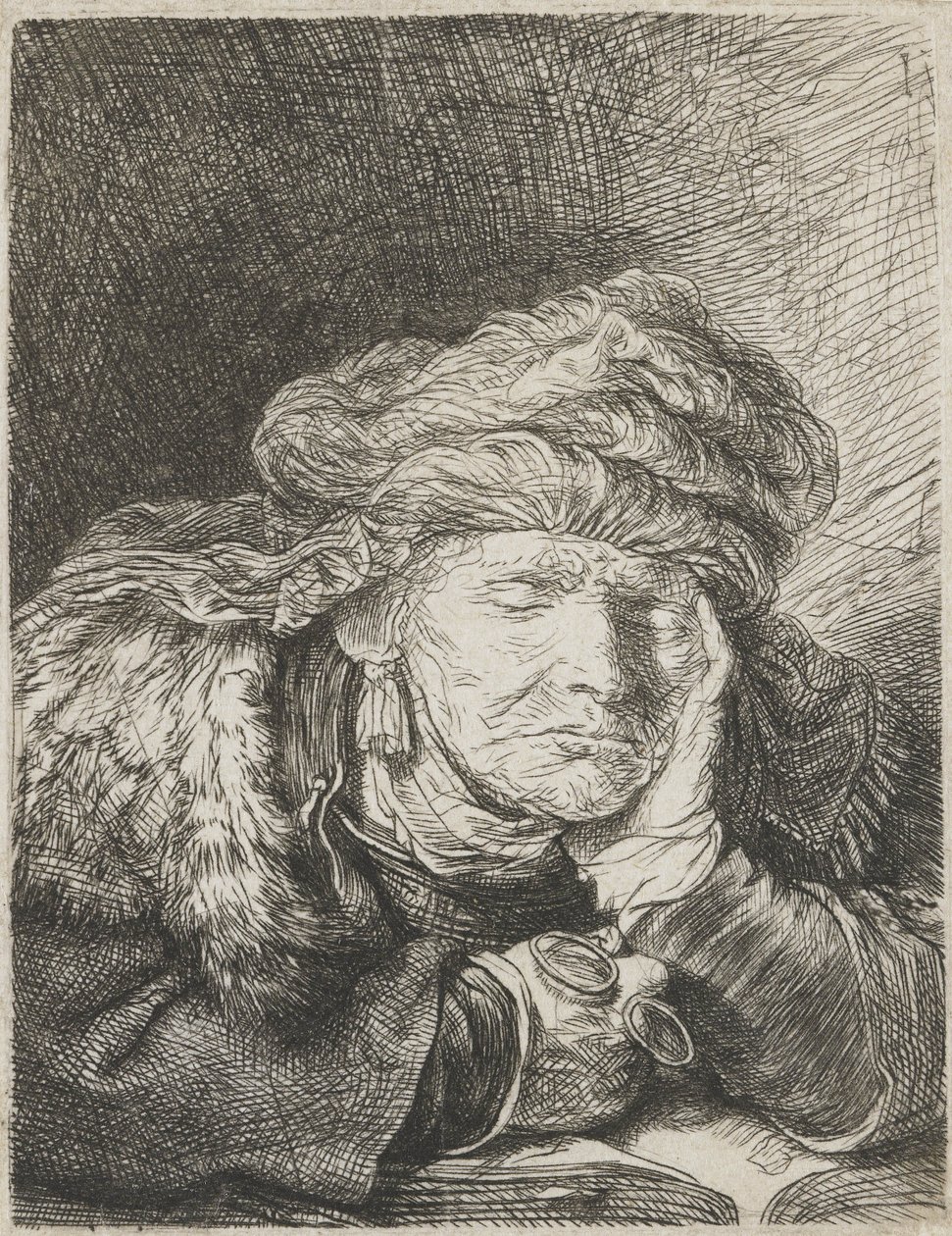 Mulher velha a dormir de Rembrandt van Rijn