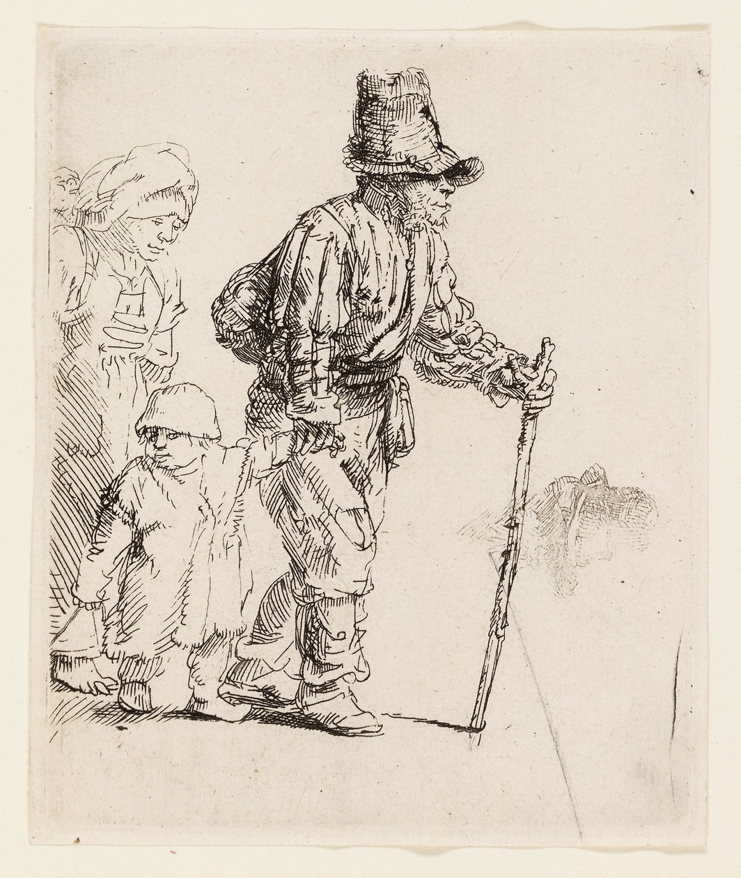 Família Camponesa no Vagabundo, c.1652 (gravura em papel cremoso) de Rembrandt Harmensz. van Rijn