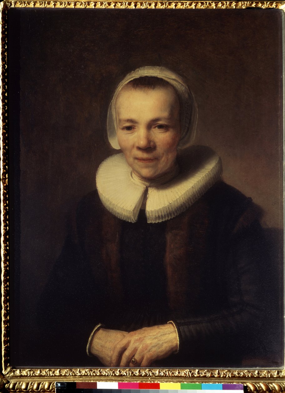 Portrait de Baartje Martens Doomer (Retrato de Baartje Martens-Doomer). Peinture de Harmenszoon van Rijn dit Rembrandt (1606-1669) de Rembrandt Harmensz. van Rijn