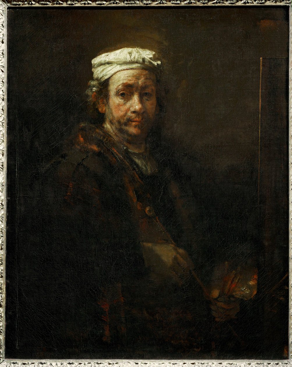 Retrato do artista no seu cavalete ... de Rembrandt Harmensz. van Rijn