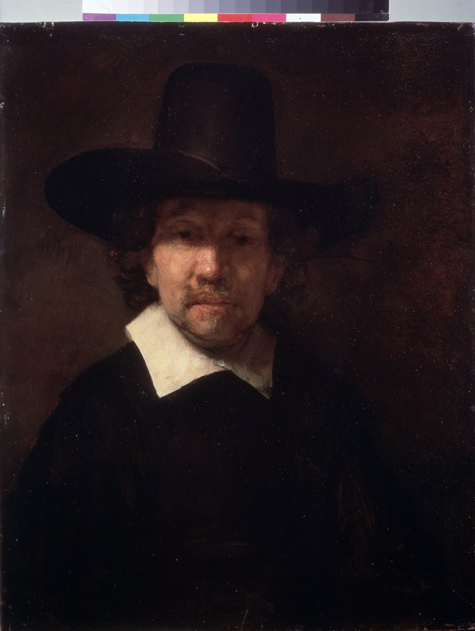 "Portrait du poete hollandais Jeremias de Dekker (ou Decker) (vers 1610-1666)" (Retrato do poeta Jeremias de Decker) Peinture de Harmenszoon van Rijn dit Rembrandt (1606-1669) 1666 Dim. 71x56 cm Musee de l
