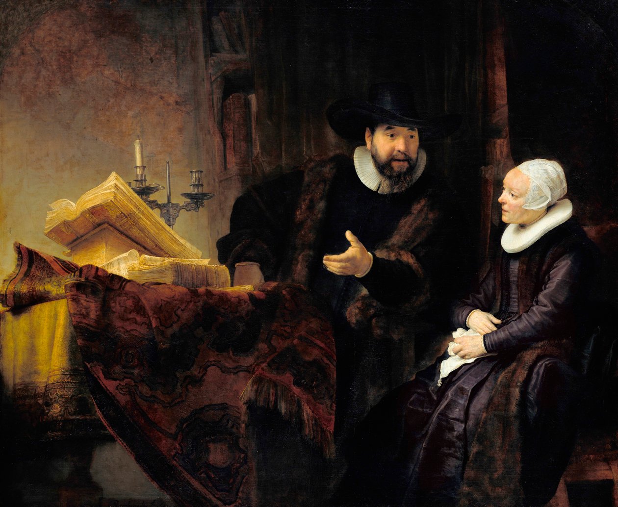 Retrato do Pregador Menonita, Cornelius Claesz Anslo e sua esposa, Aaltje Gerritsdr Shouten de Rembrandt van Rijn