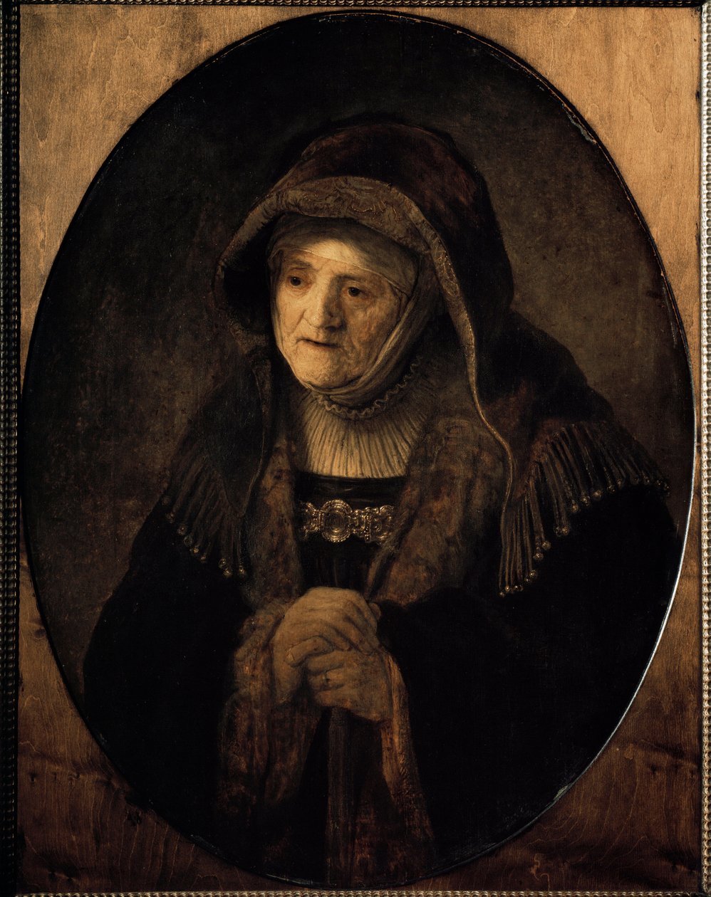Retrato da mãe da artista encostada à sua bengala (óleo sobre tela de Rembrandt van Rijn