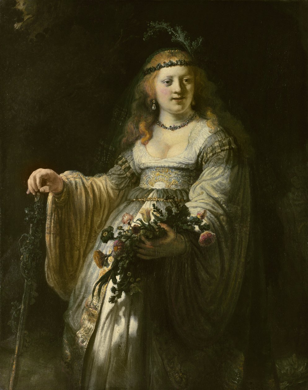 Saskia van Uylenburgh em traje arcadiano de Rembrandt van Rijn