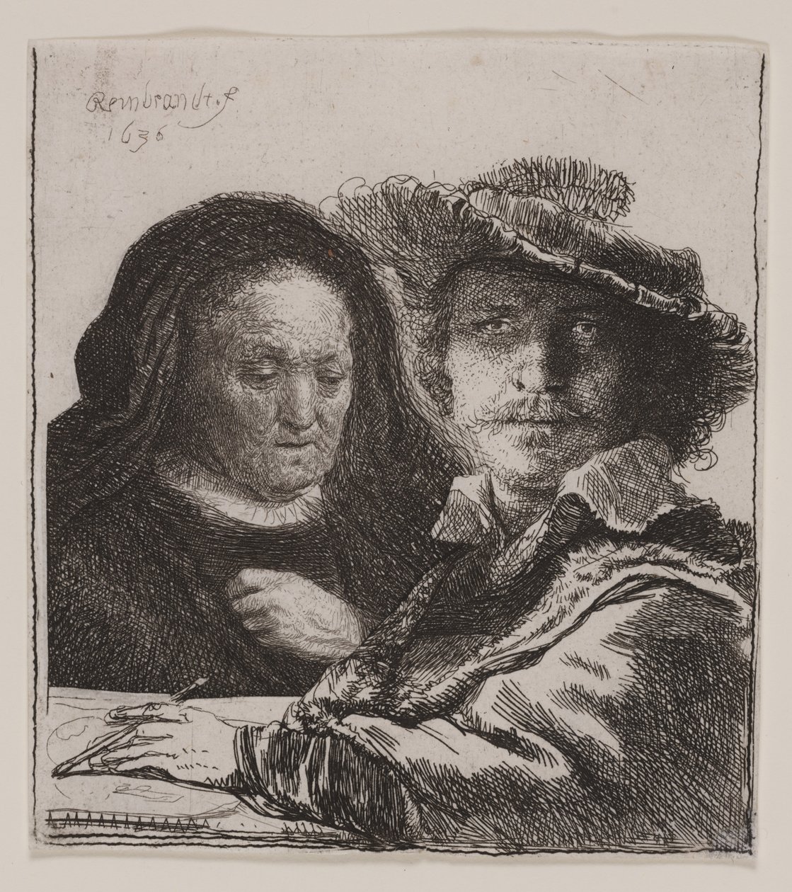 Auto-retrato com a mãe do artista de Rembrandt van Rijn