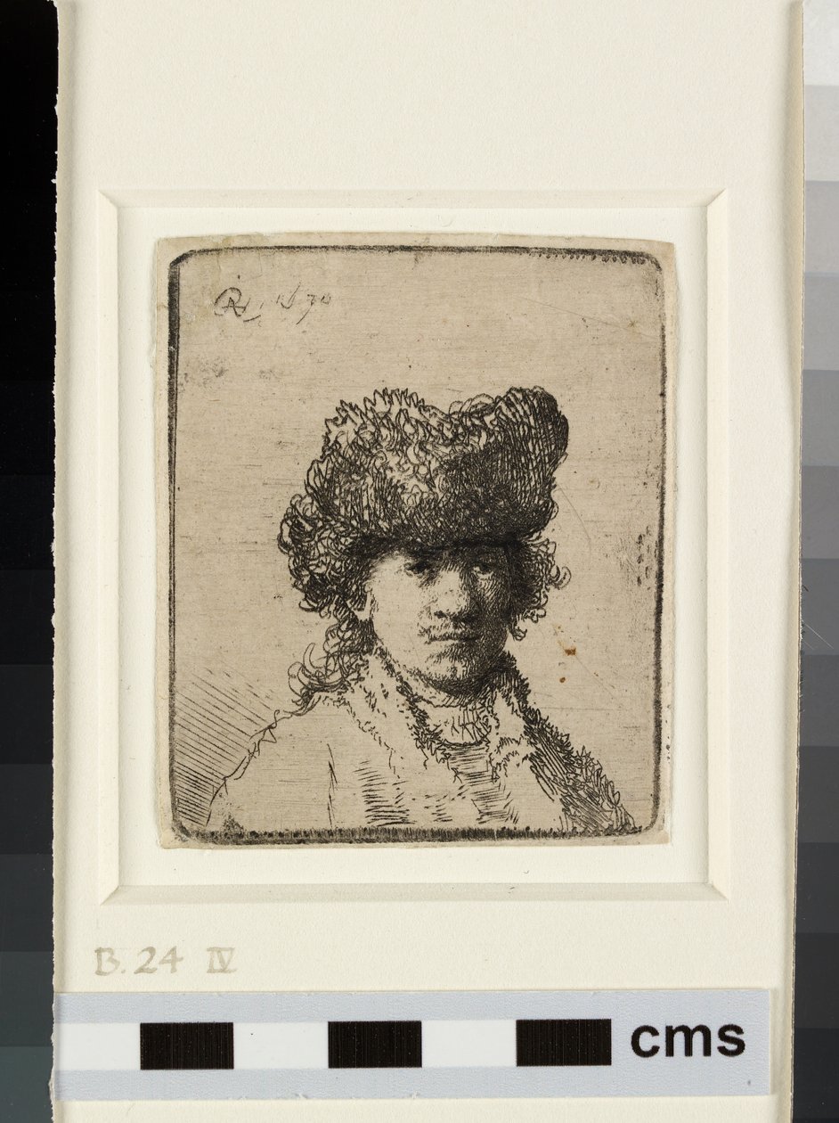 Auto-retrato com boné de pele de Rembrandt van Rijn