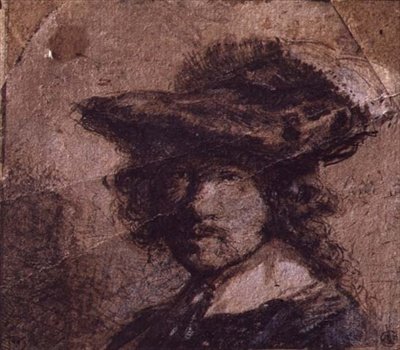 Auto-retrato com chapéu de ameixa e colarinho branco de Rembrandt Harmensz. van Rijn