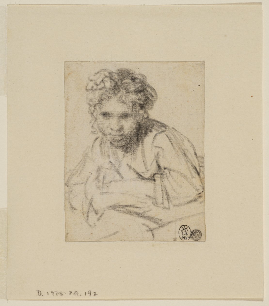 Estudo para o quadro "Uma Menina na Janela", antes de 1645 (grafite sobre papel) de Rembrandt van Rijn