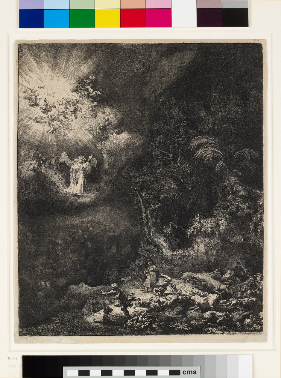 O anjo aparecendo aos pastores de Rembrandt van Rijn