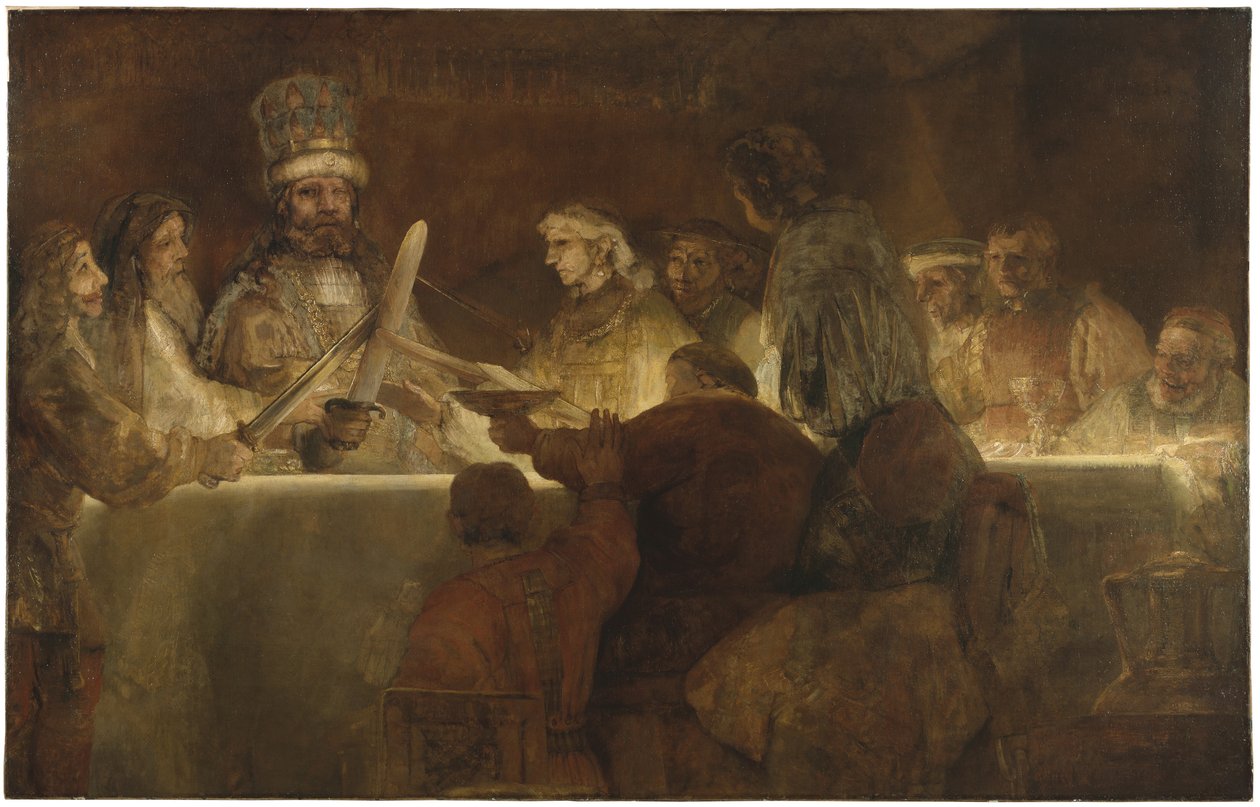 A Conspiração dos Batavos sob Cláudio Civil, c.1666 (óleo sobre tela) de Rembrandt van Rijn