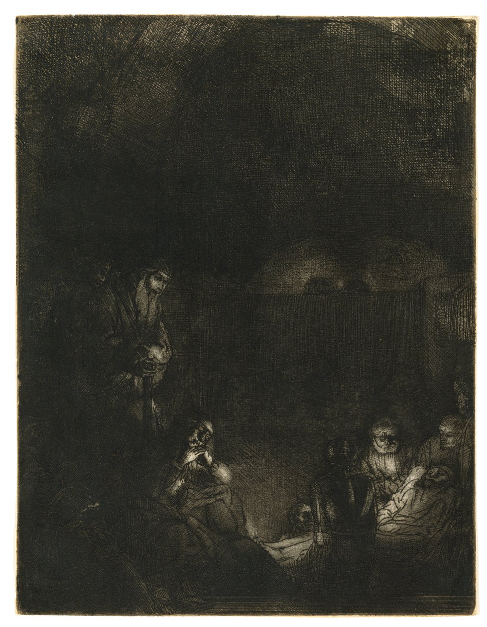 The Entombment, c.1654 (gravura com ponto seco e queimadura) de Rembrandt Harmensz. van Rijn
