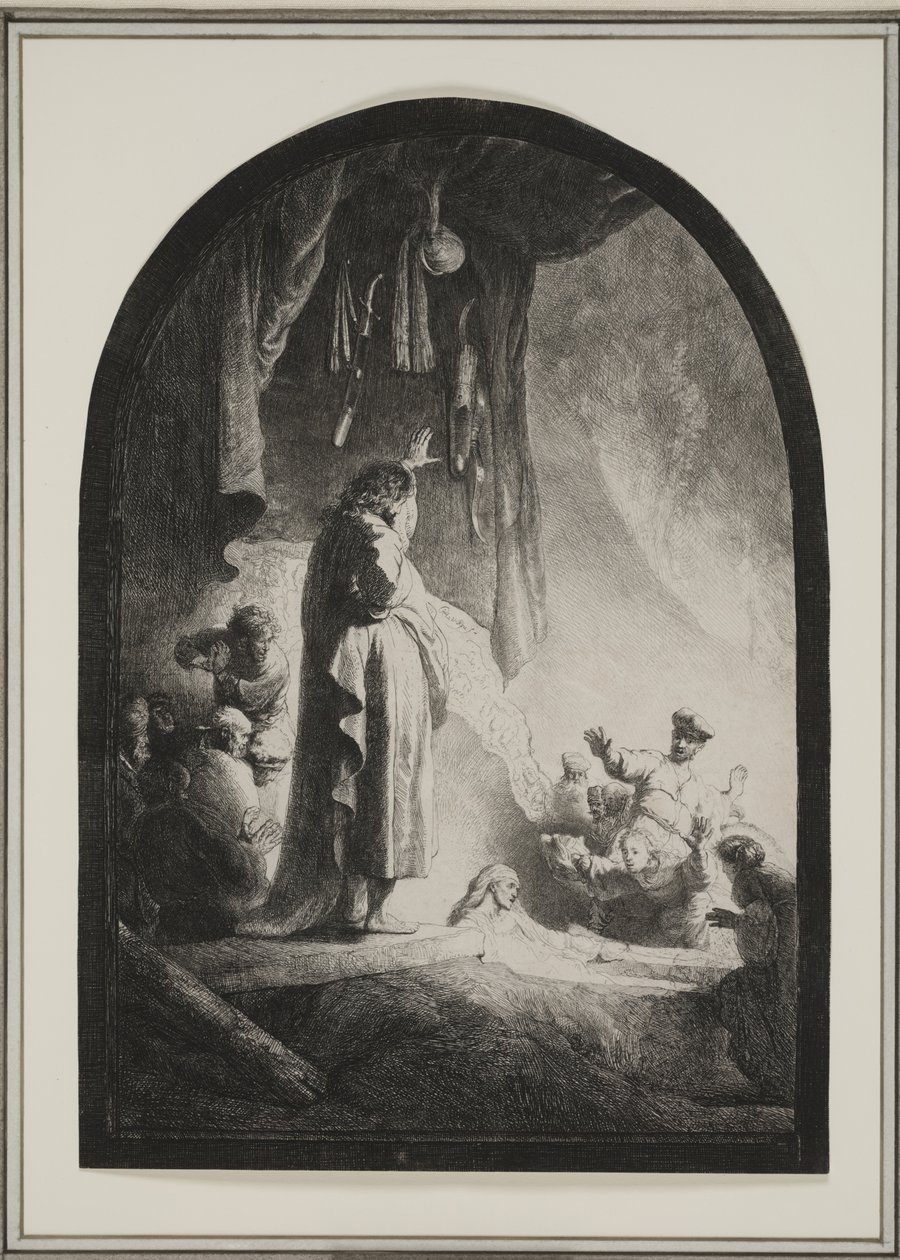 A ressurreição de Lázaro: a placa maior, c.1632 (gravura) de Rembrandt van Rijn