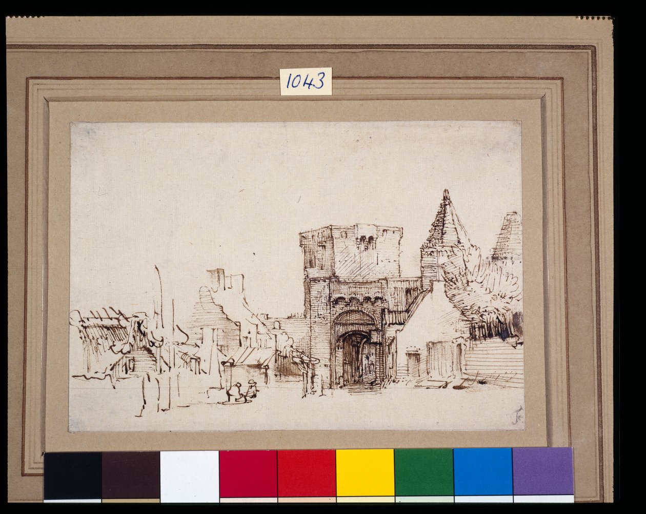 The Rijnpoort at Rhenen in Gelderland, c.1649 (caneta de palheta e tinta com lavagem em papel) de Rembrandt Harmensz. van Rijn