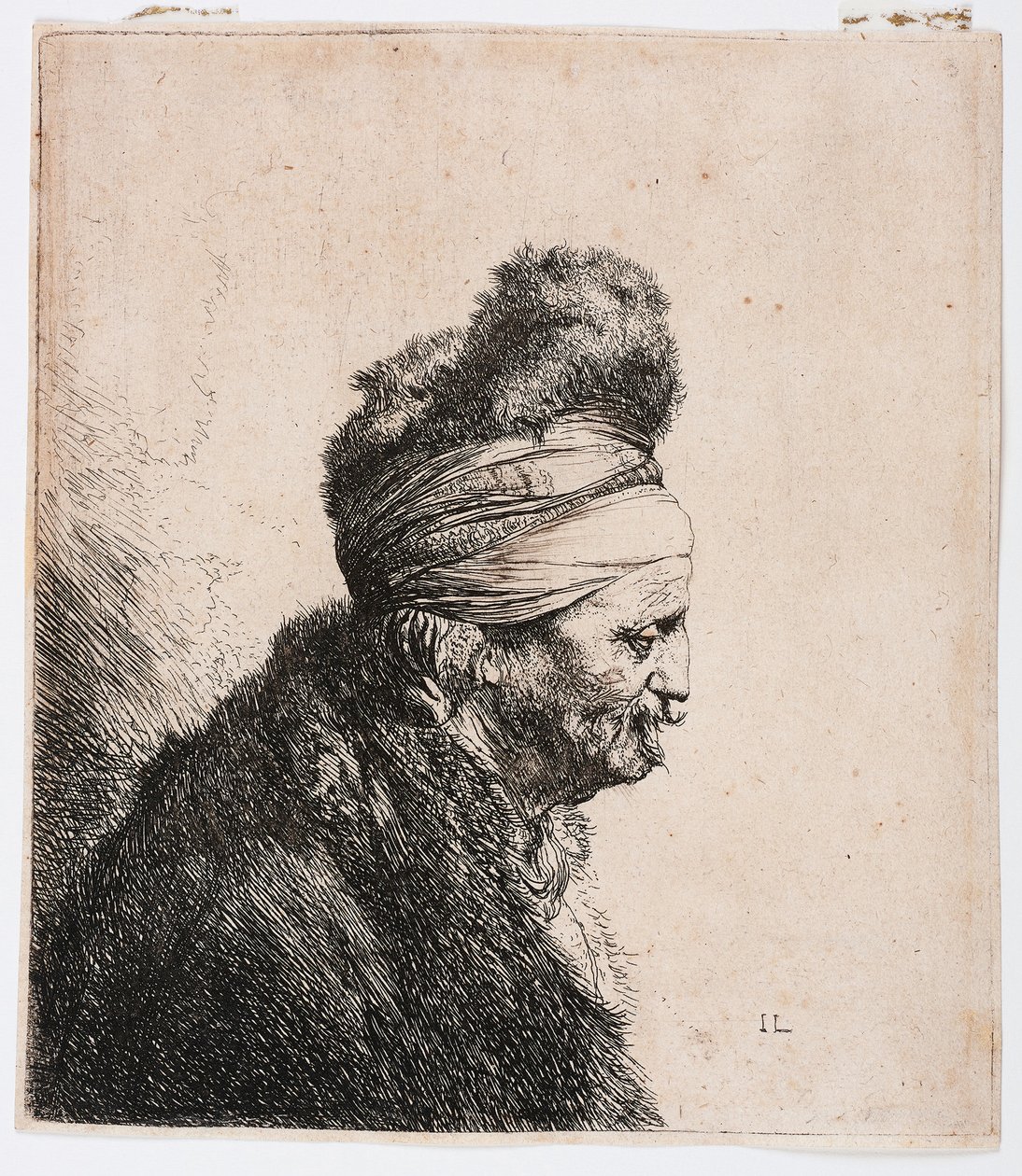 Terceira cabeça oriental de Rembrandt Harmensz. van Rijn