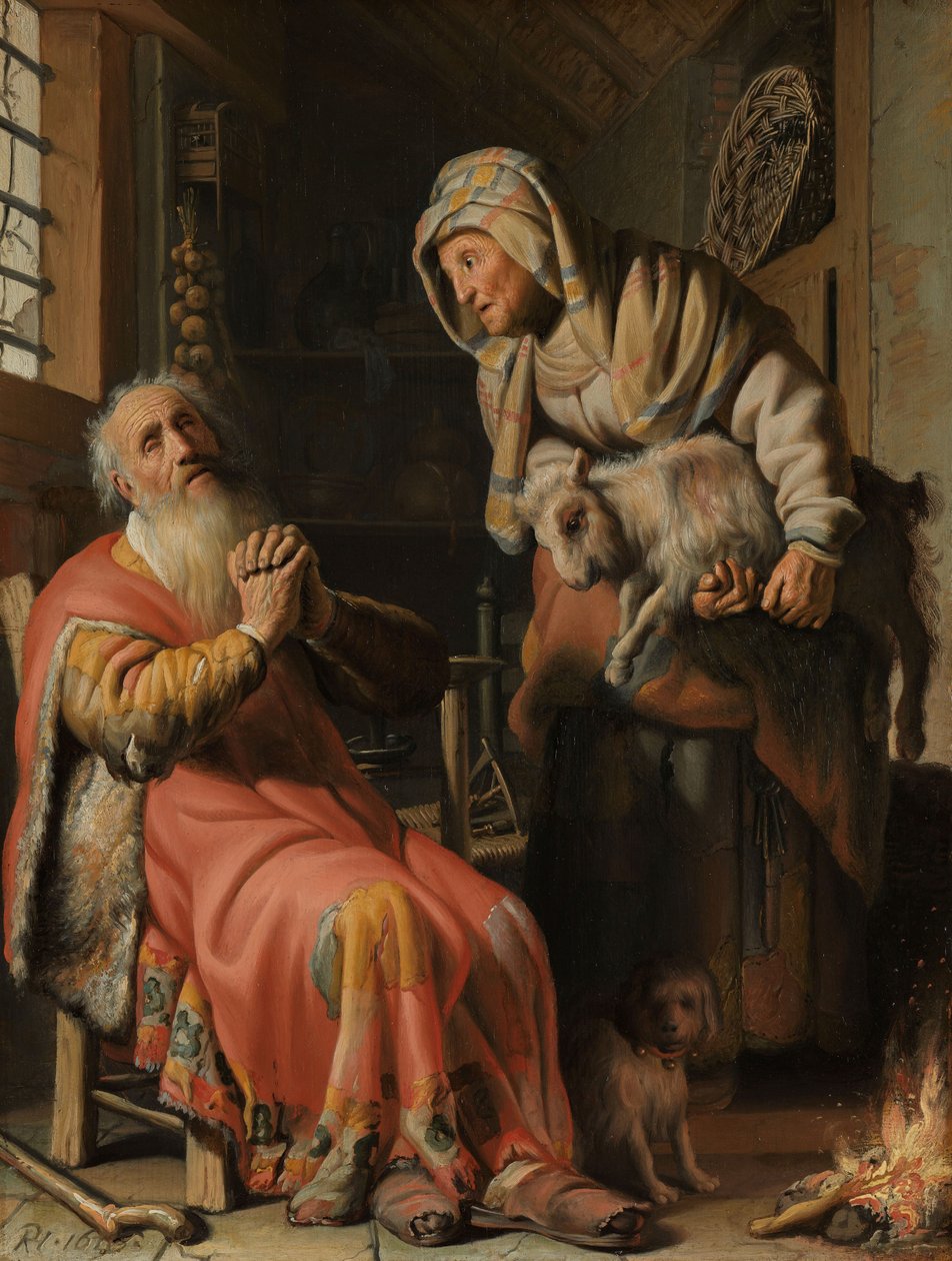 Tobit e Anna com a criança de Rembrandt van Rijn