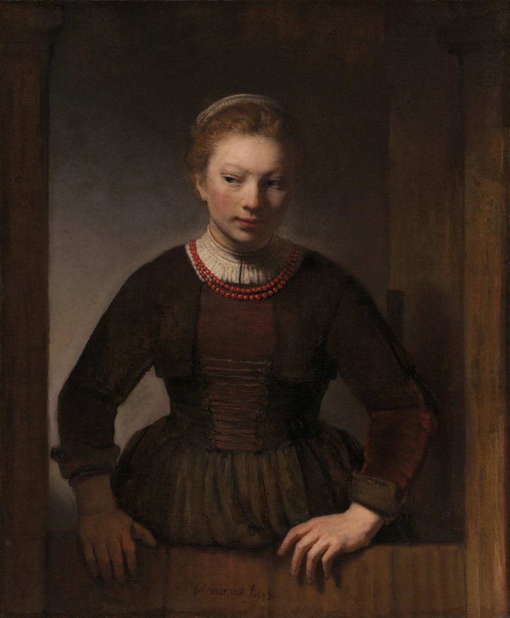 Jovem em uma meia-porta aberta, 1645 de Rembrandt Harmensz van Rijn