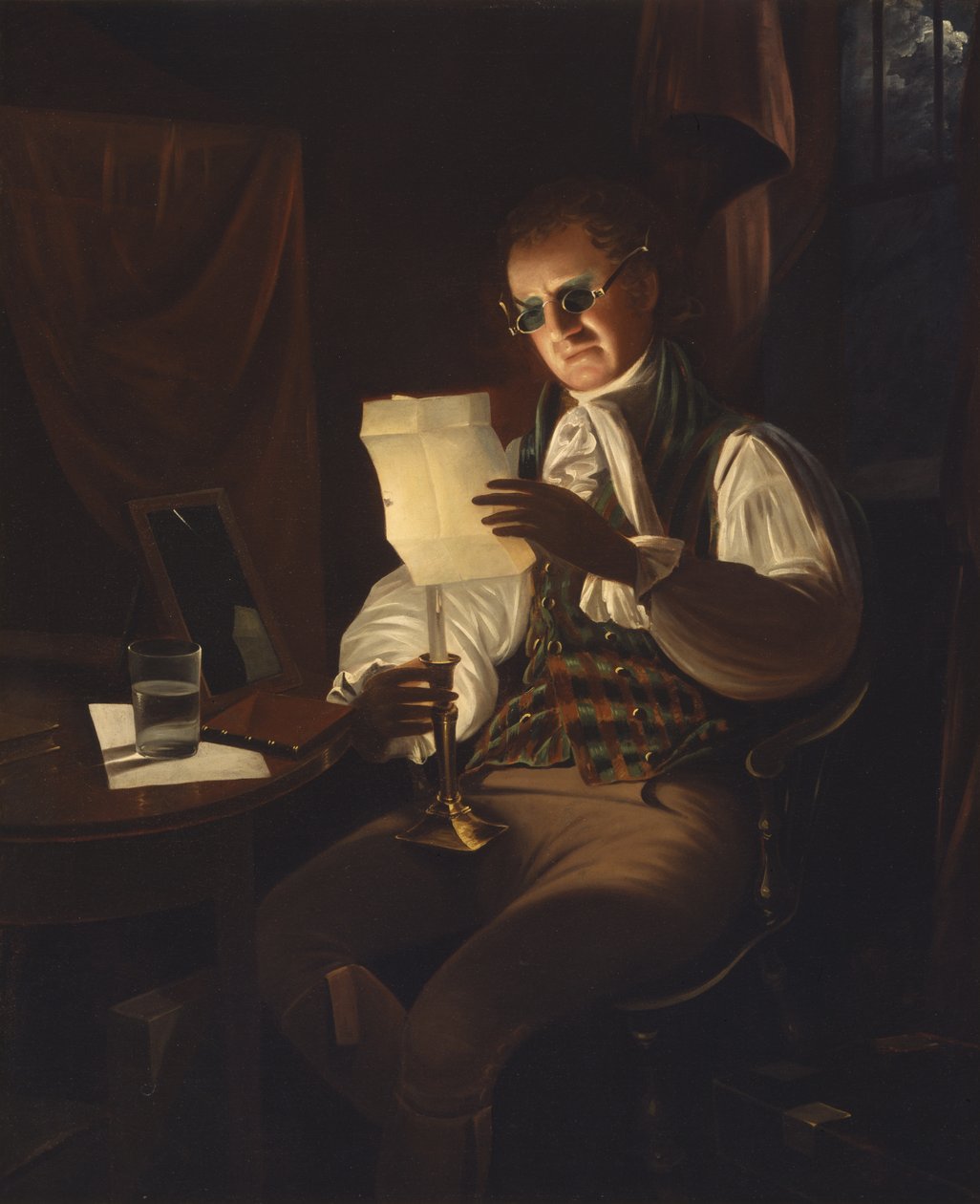 Homem lendo à luz de velas, 1805-08 de Rembrandt Peale