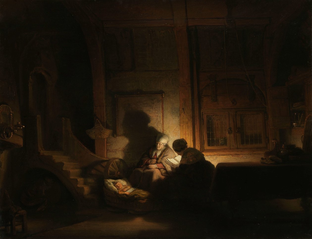 A Sagrada Família à Noite de Rembrandt van Rijn (workshop of)