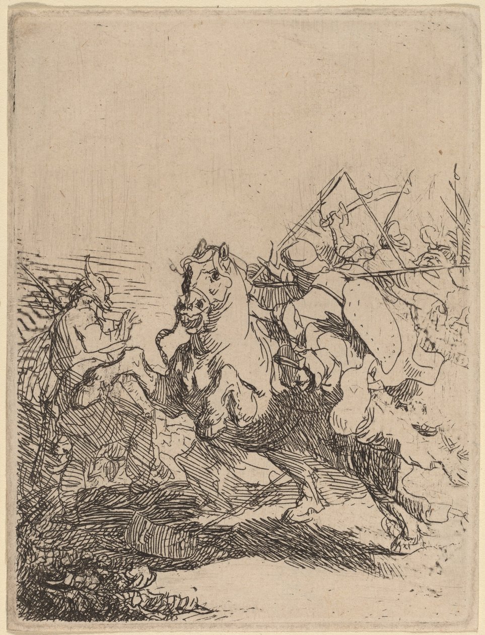 Uma luta de cavalaria de Rembrandt van Rijn