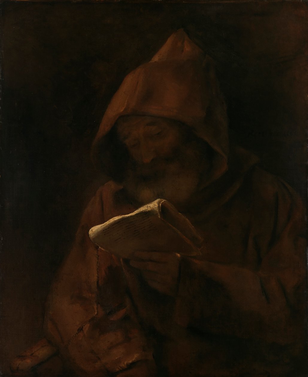 Uma leitura do monge, 1661. de Rembrandt van Rijn