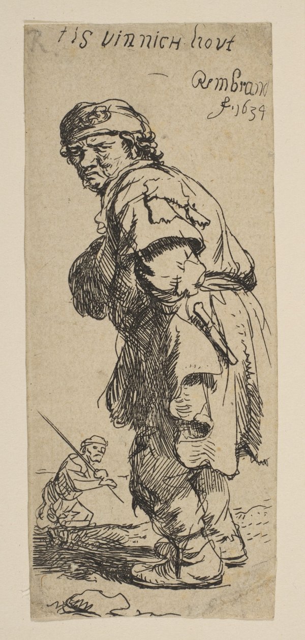 Um camponês chamando: T é vinnich kout, 1634. de Rembrandt van Rijn