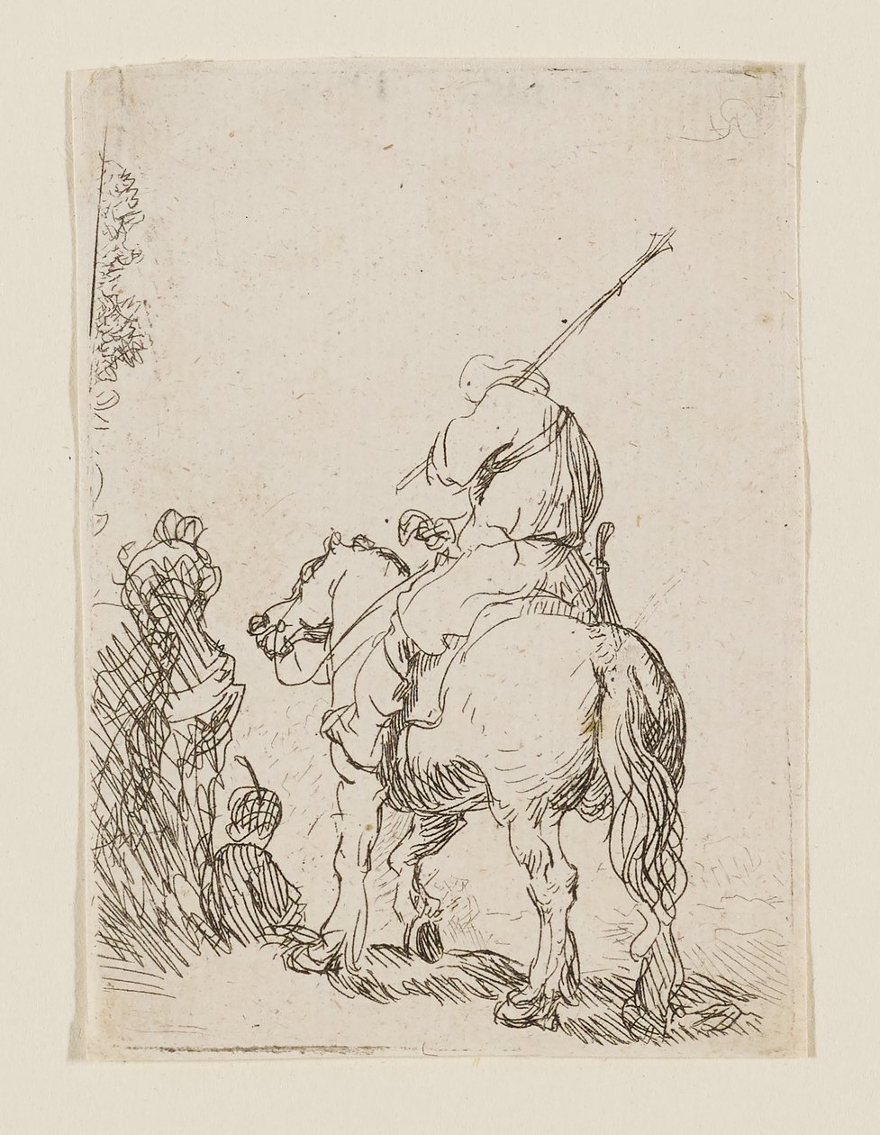 Um soldado de turbante a cavalo de Rembrandt van Rijn