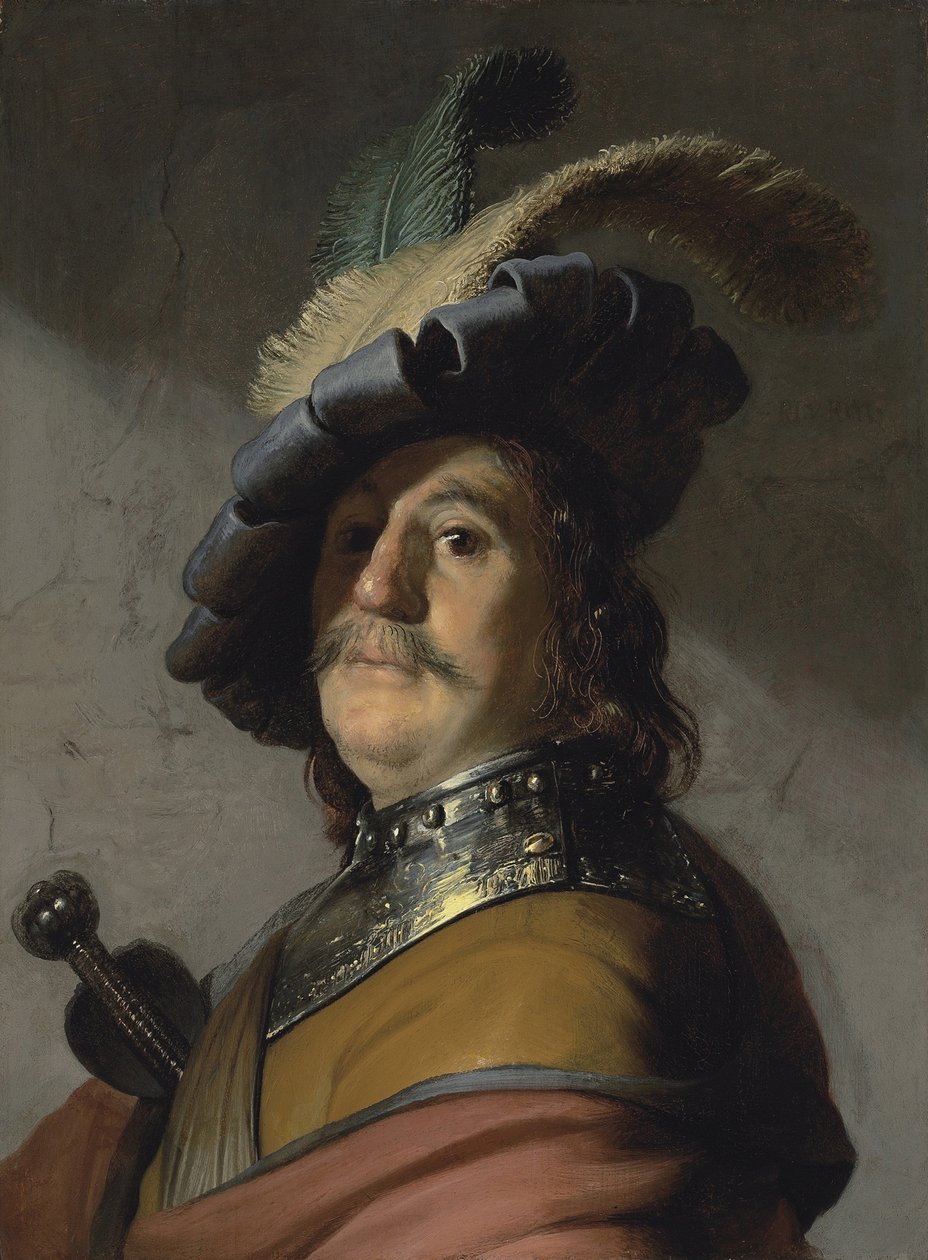 Um homem de gorje e boné de Rembrandt van Rijn