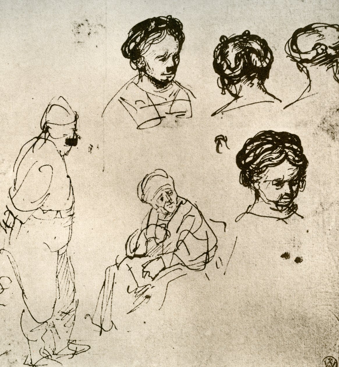 Uma página de esboços, 1913. de Rembrandt van Rijn