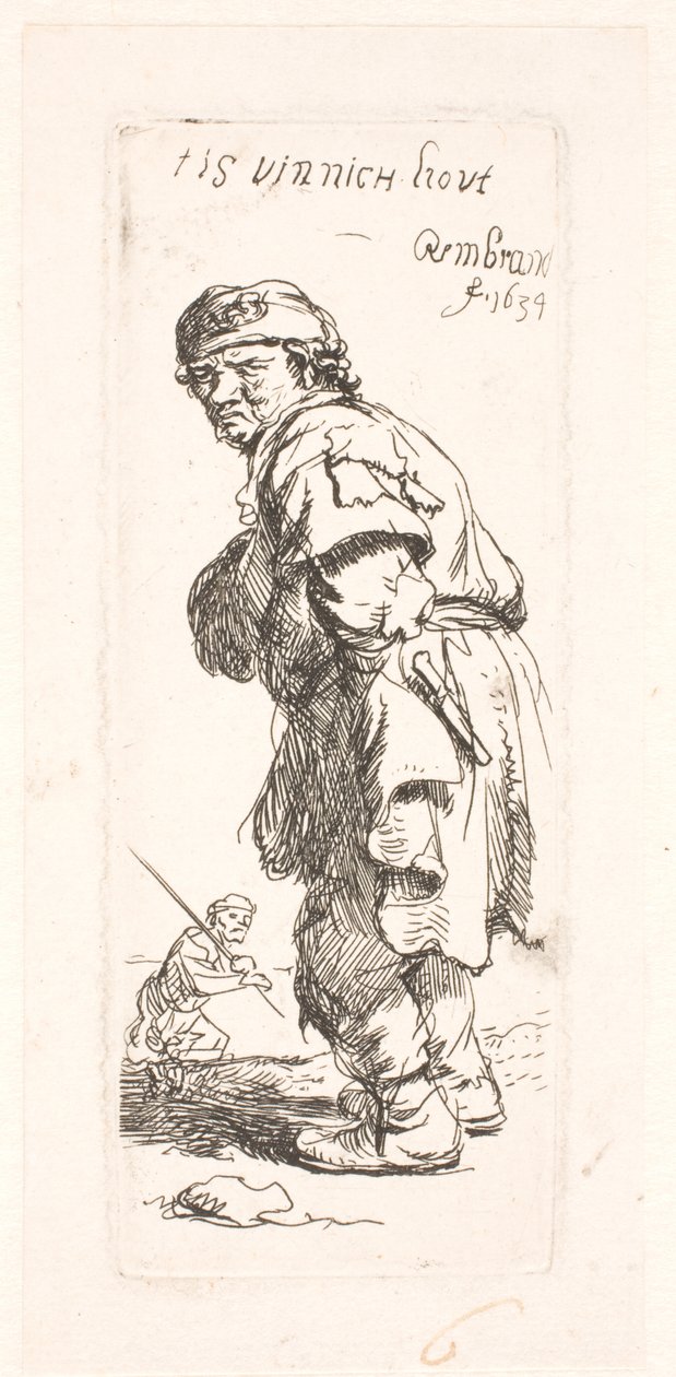 Um camponês: um dos dois, a gritar de Rembrandt van Rijn