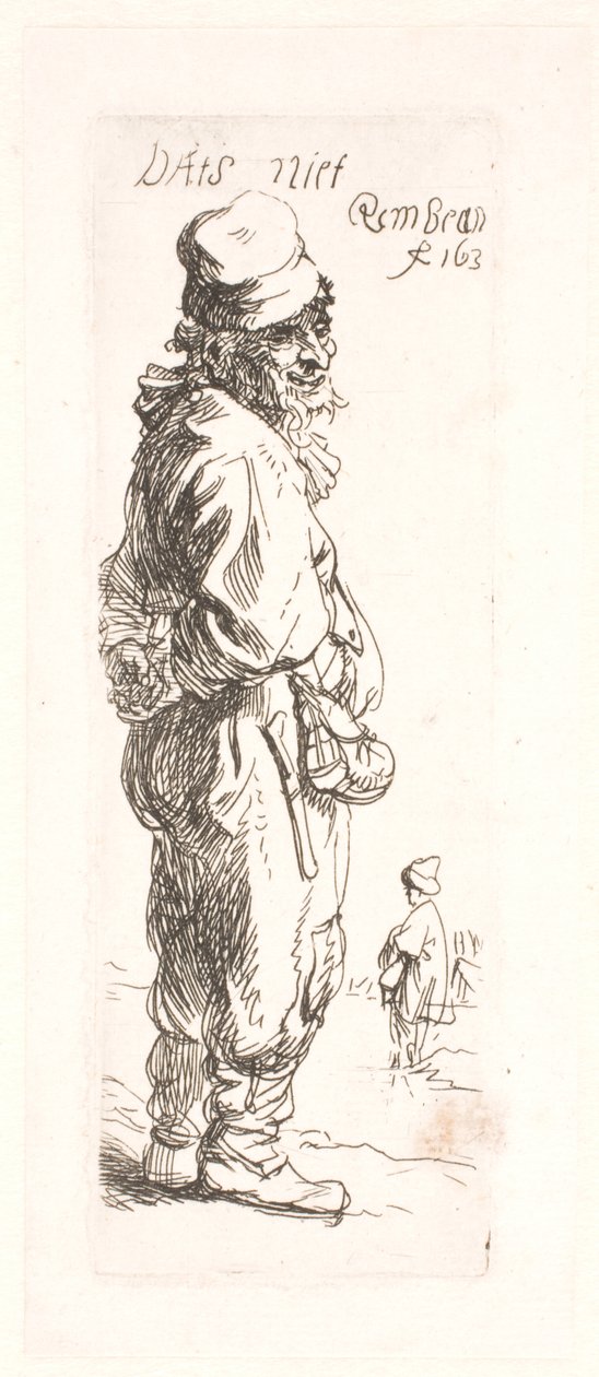 Um camponês: o outro do par, respondendo de Rembrandt van Rijn