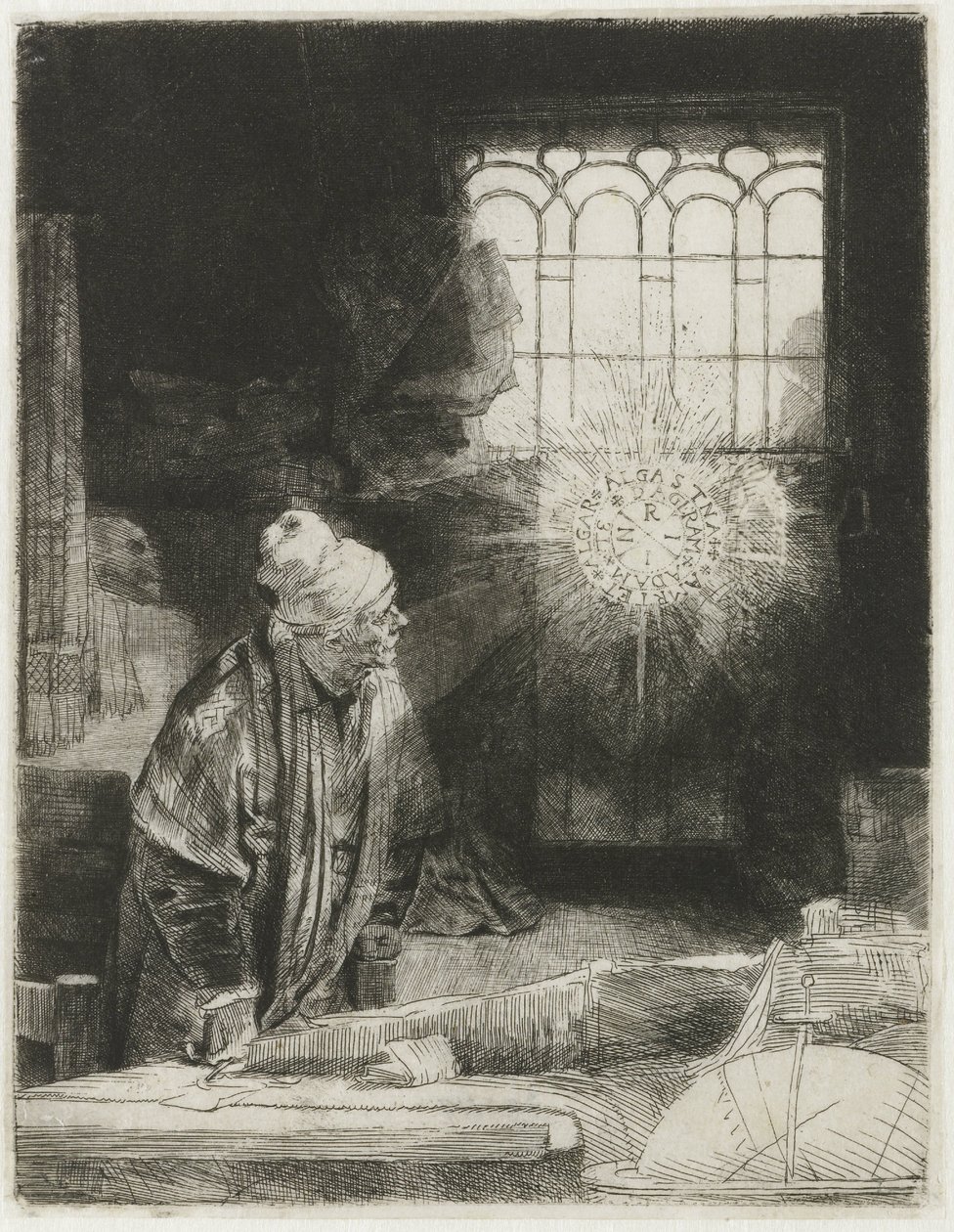Um estudioso no seu gabinete de Rembrandt van Rijn