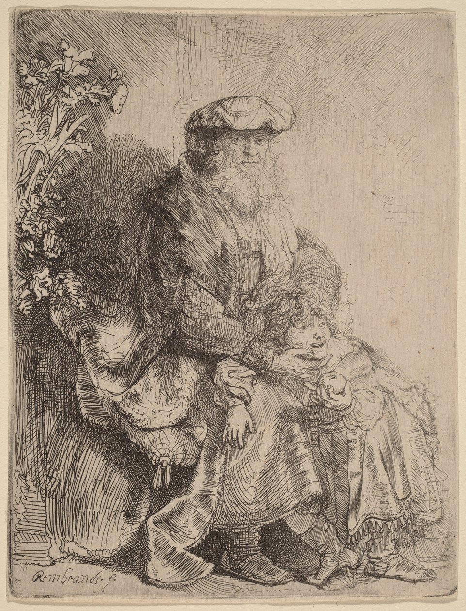 Abraão a acariciar Isaac de Rembrandt van Rijn