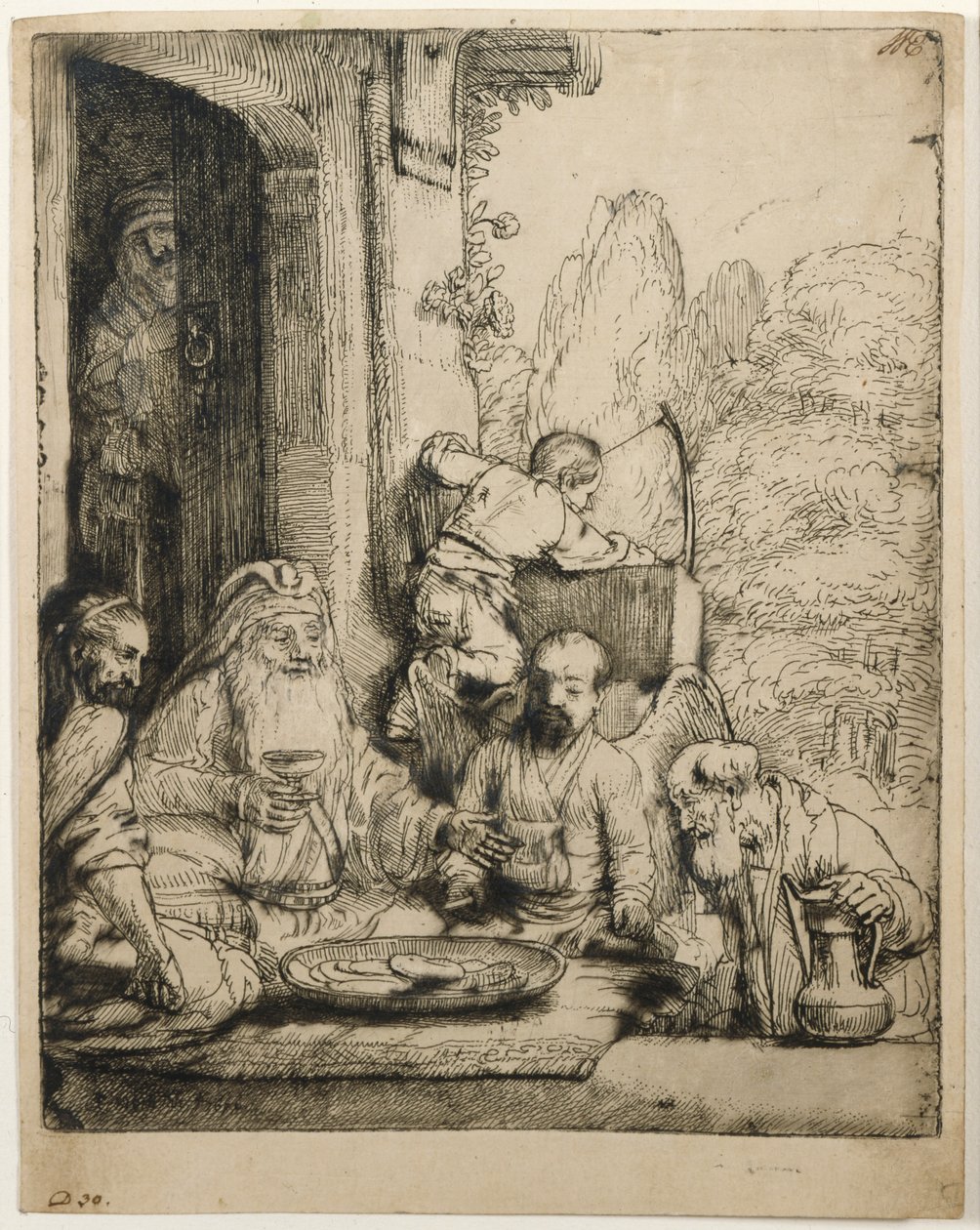 Abraão a receber os anjos de Rembrandt van Rijn