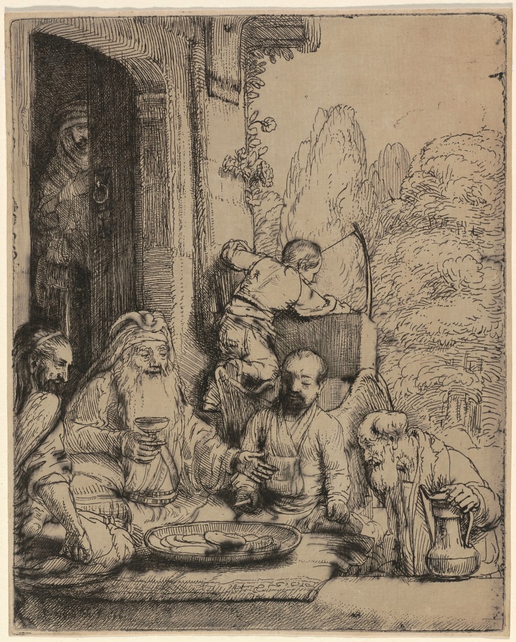 Abraão a receber os anjos de Rembrandt van Rijn