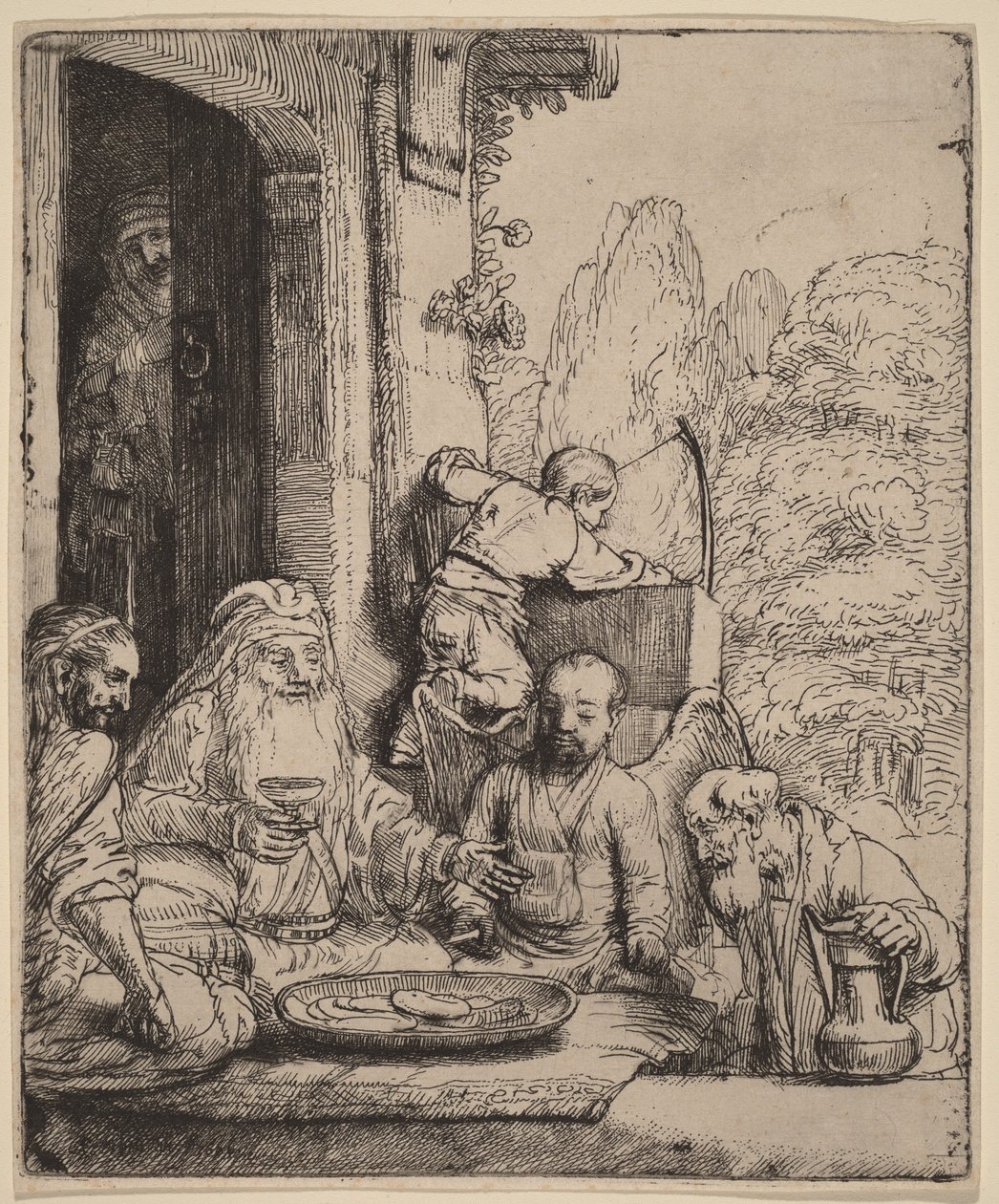 Abraão a receber os anjos de Rembrandt van Rijn