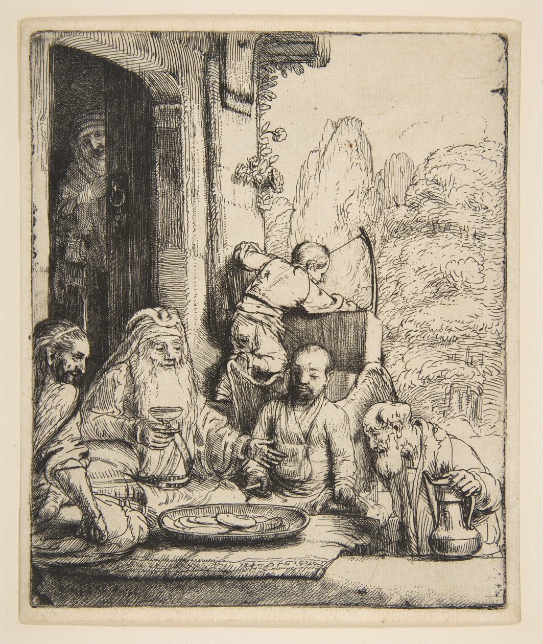 Abraão entretendo os anjos, 1656. de Rembrandt van Rijn