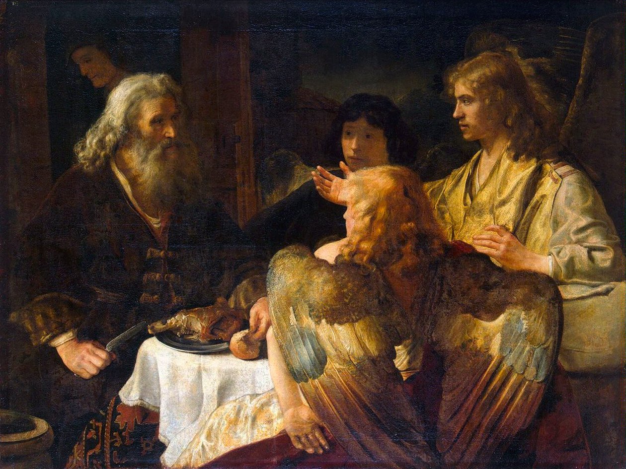 Abraão e os três anjos, 1630. de Rembrandt van Rijn