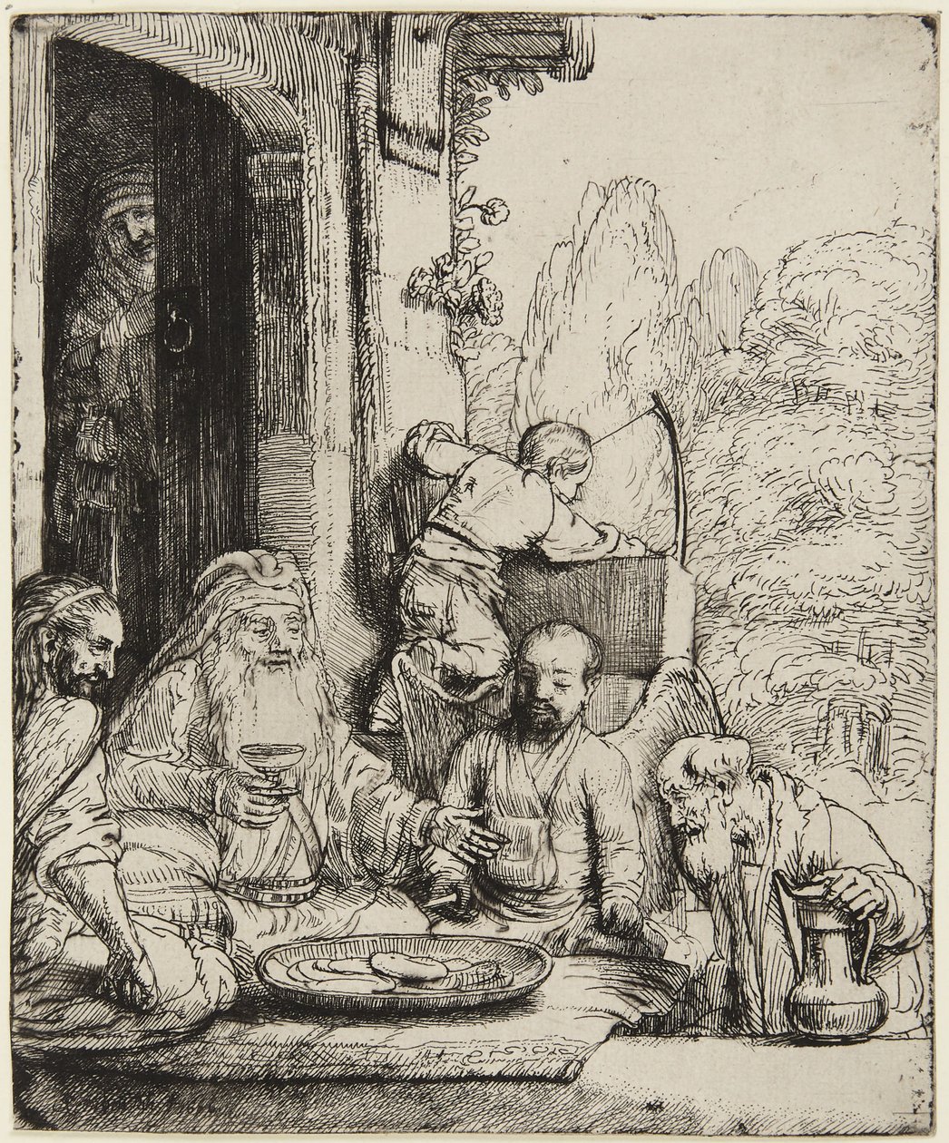 Abraão a receber os anjos de Rembrandt van Rijn