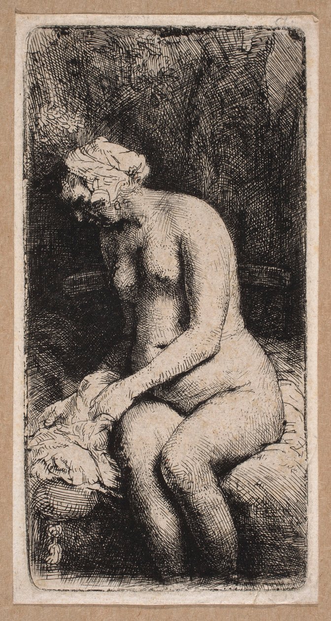 Nudo de uma mulher «com os pés mergulhados na água» de Rembrandt van Rijn