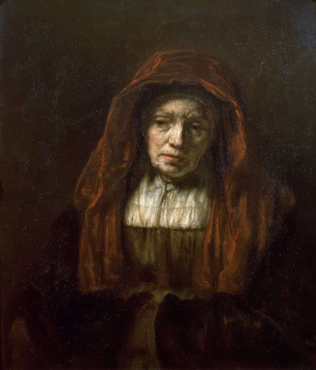Mulher adulta em um lenço na cabeça de Rembrandt van Rijn
