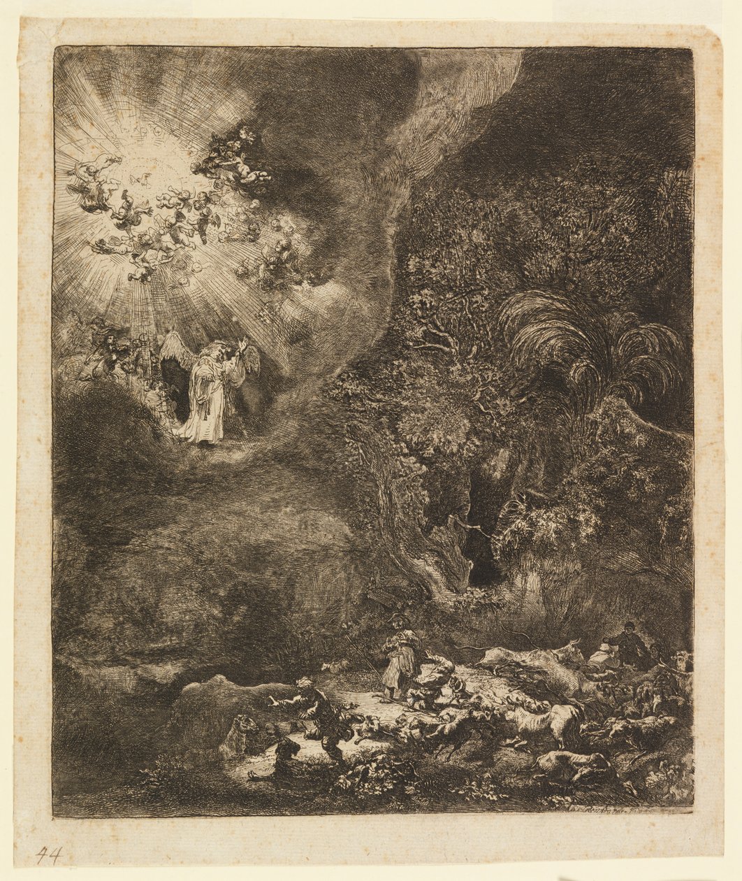 Anjo Aparecendo aos Pastores de Rembrandt van Rijn