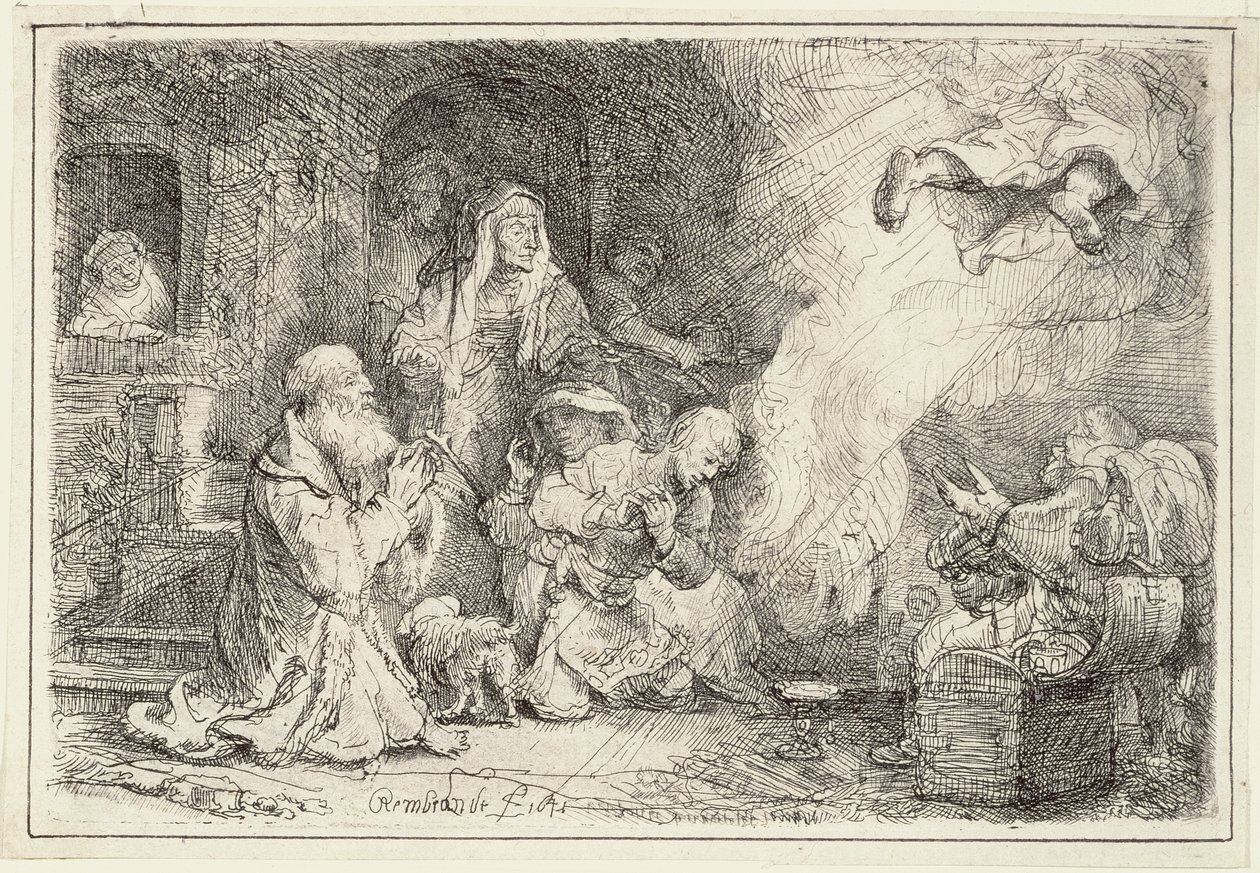 Anjo que parte da família de Tobias, 1641 de Rembrandt van Rijn