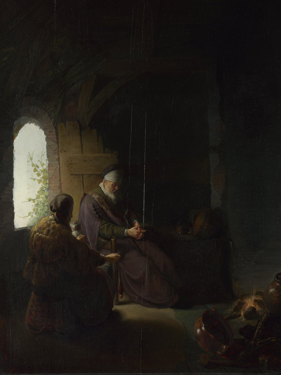 Anna e o Tobit Cego, c.1630 de Rembrandt van Rijn